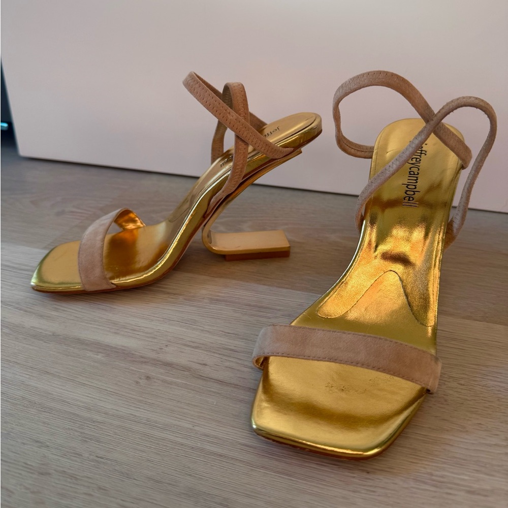 Jeffrey Campbell Gold and Beige Heels Size 6
